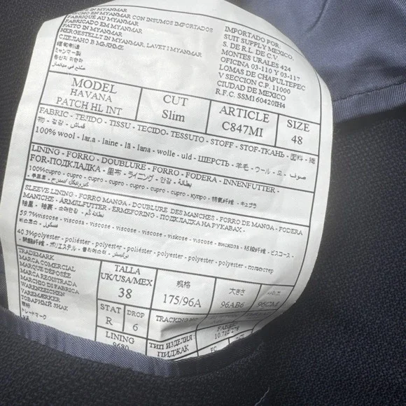 Suitsupply Havana Navy Blue Vitale Barberis‎ Wool Sport Coat Blazer 38R